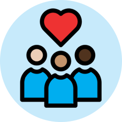 Foster Human Connection icon vector heart with people below it